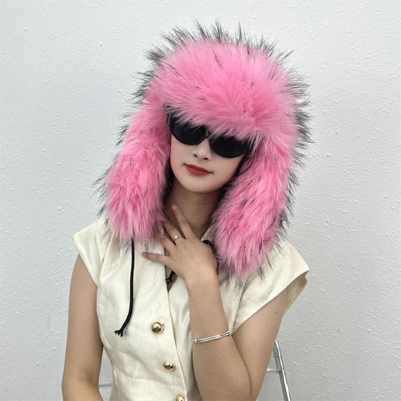 YFJNV Y2K Faux Fur Russian Hat, Soft, Warm Winter Trapper Hat with Earmuffs for Men and Women - Image 4